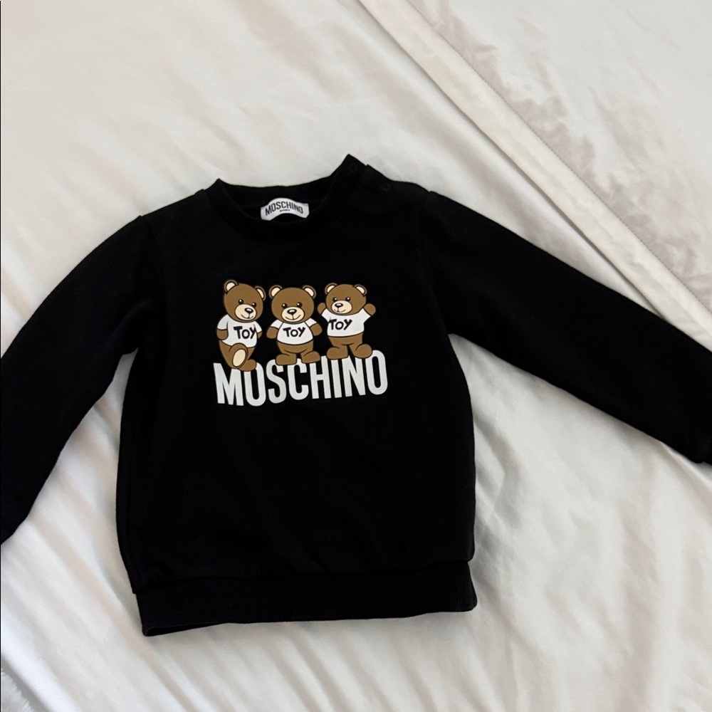 Moschino Kids Black Sweatshirt with Teddy Bear Design
